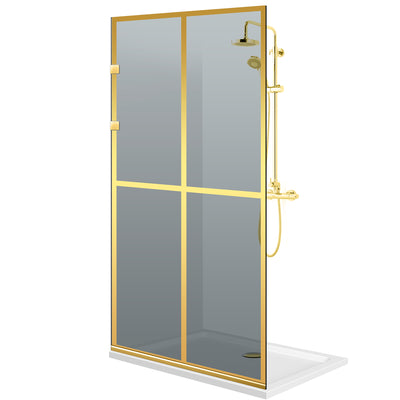 Paravan dus Walk-in, Perete dus Inox, auriu #Gri