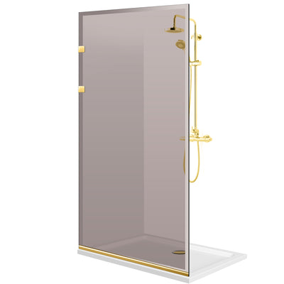 Shower Screens Walk-in, Stainless steel shower wall, gold #Bronze