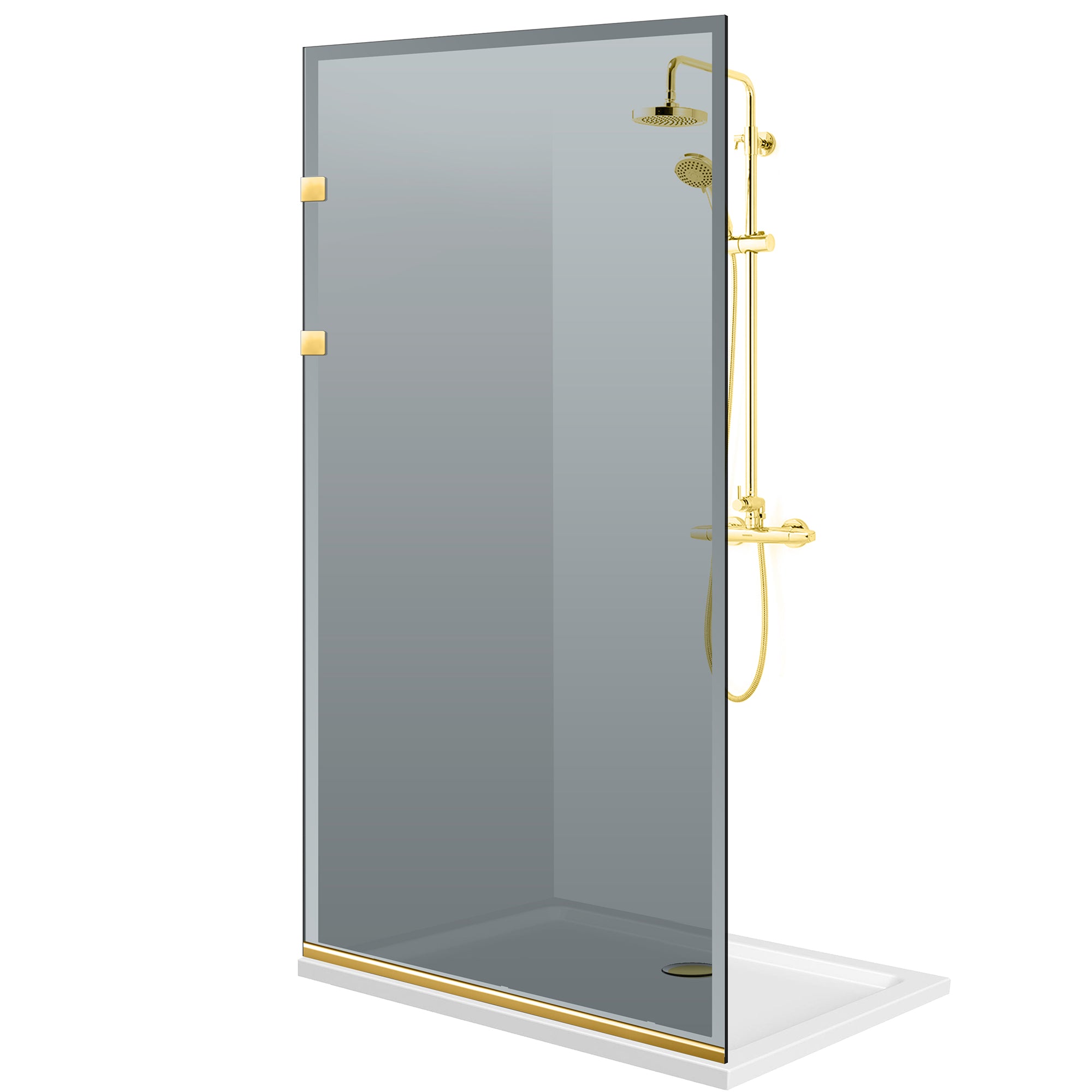 Paravan dus Walk-in, Perete dus Inox, auriu #Gri