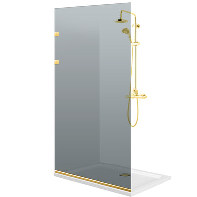 Paravan dus Walk-in, Perete dus Inox, auriu #Gri