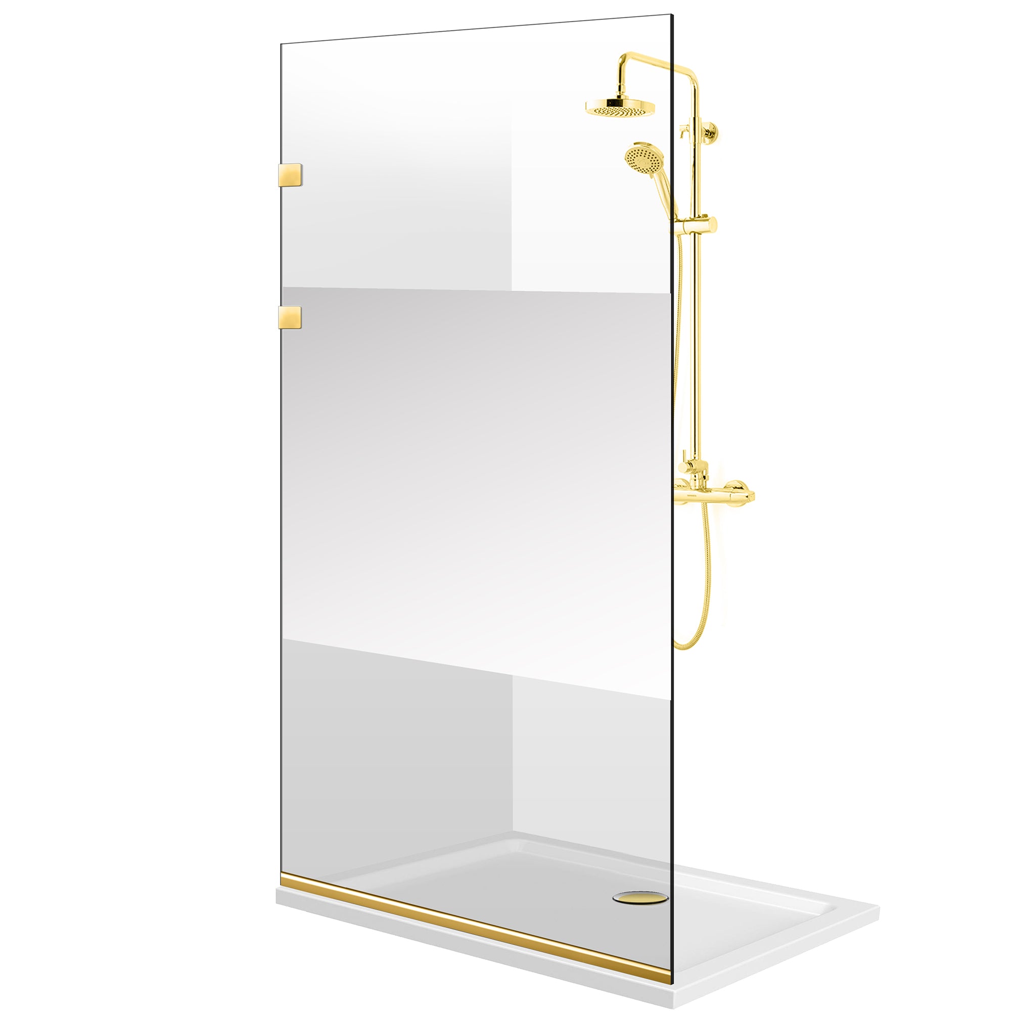 Paravan dus Walk-in, Perete dus Inox, auriu, #Clara #Víztiszta