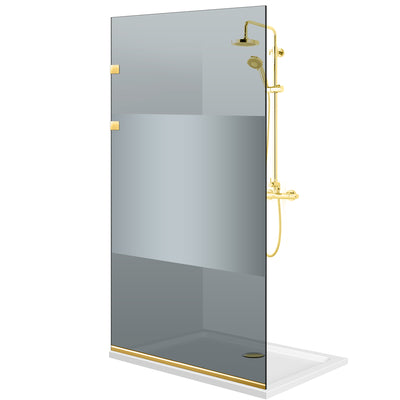 Paravan dus Walk-in, Perete dus Inox, auriu #Gri