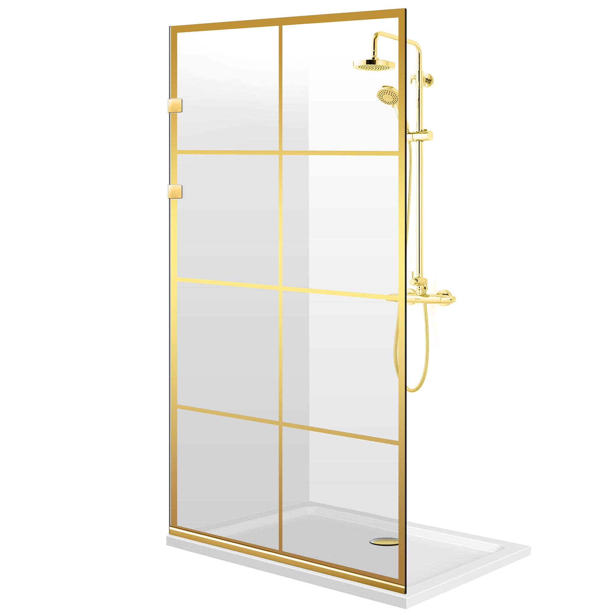 Paravan dus Walk-in, Perete dus Inox, auriu, #Clara #Víztiszta