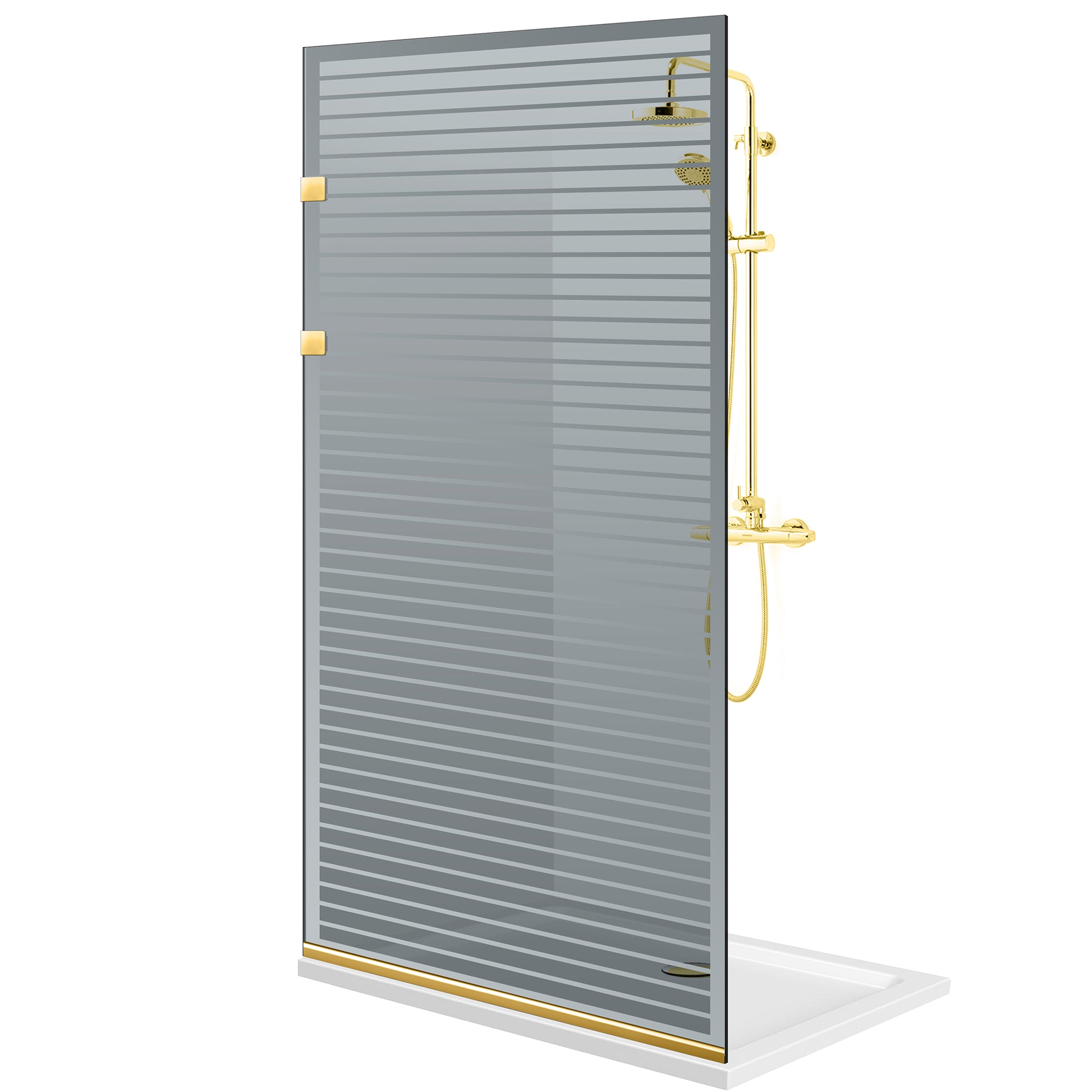 Shower Screens Walk-in, Stainless steel shower wall, gold #Grey