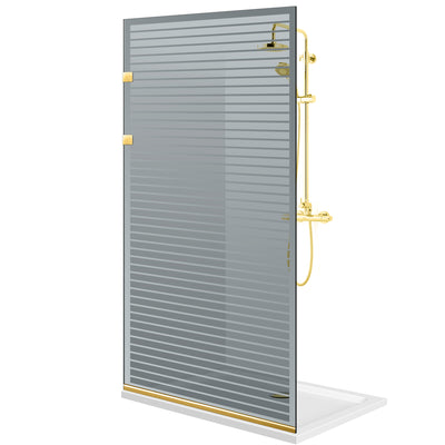 Shower Screens Walk-in, Stainless steel shower wall, gold #Grey