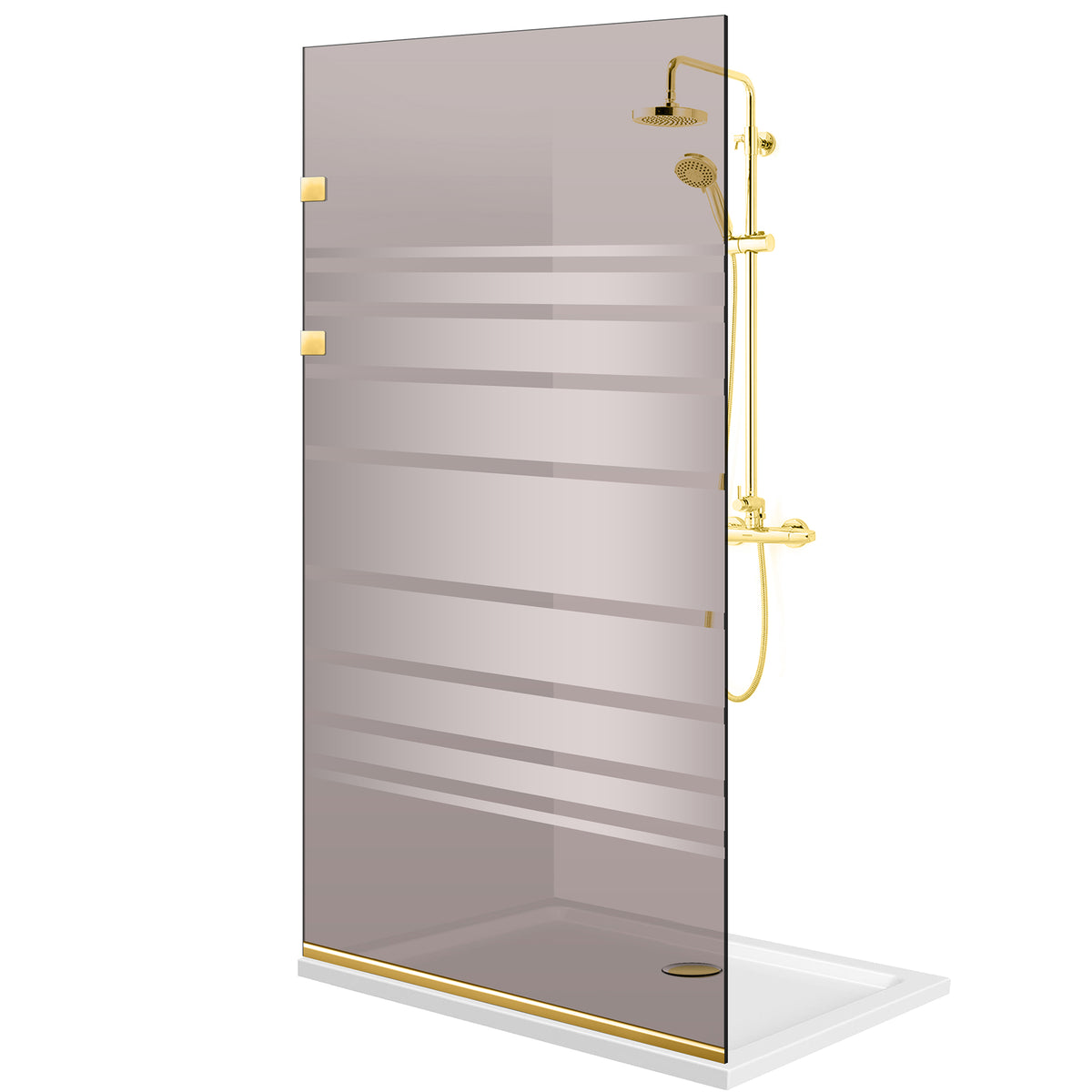 Parois de Douche Walk-in, paroi de douche en Acier inoxydable, dorée #Bronze