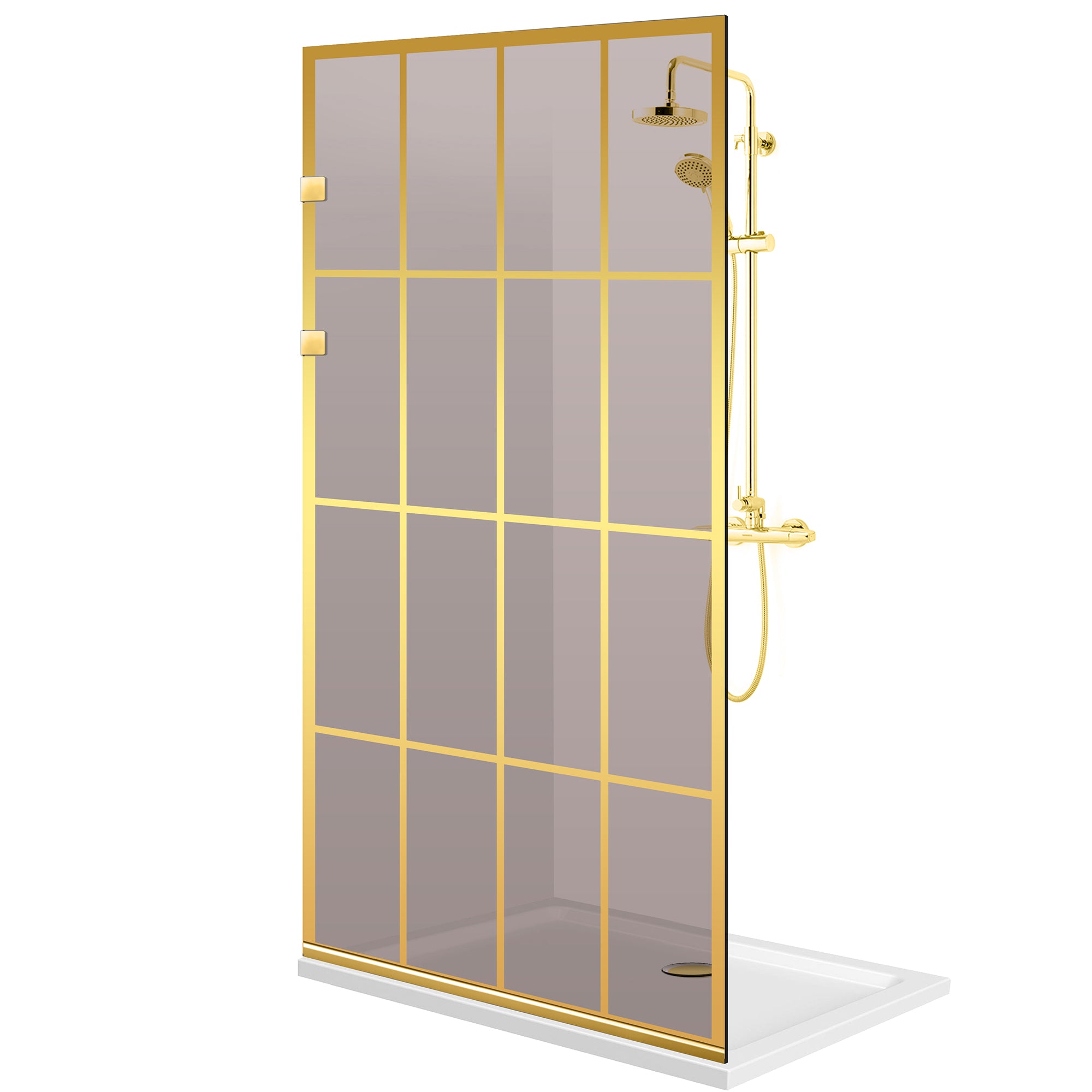 Paravan dus Walk-in, Perete dus Inox, auriu #Bronz