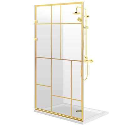 Paravan dus Walk-in, Perete dus Inox, auriu, #Clara #Víztiszta