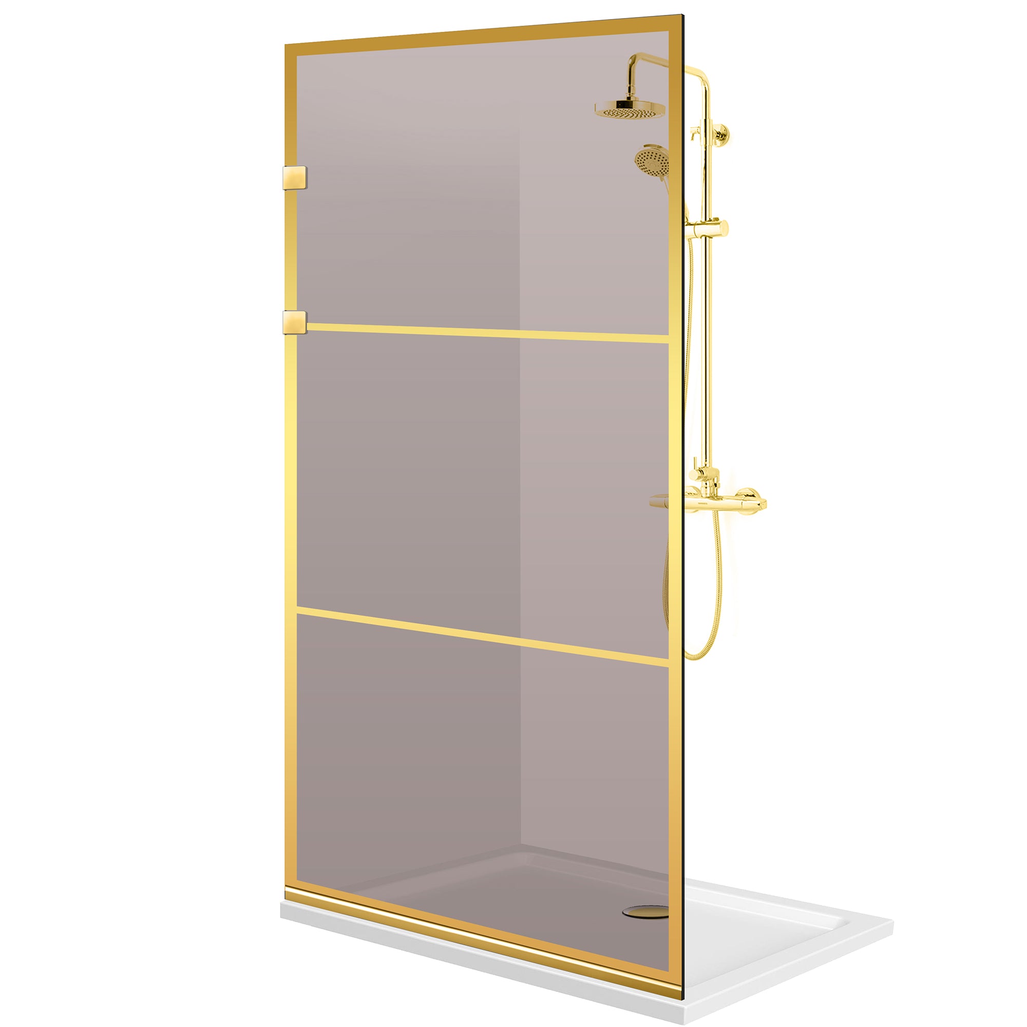 Shower Screens Walk-in, Stainless steel shower wall, gold #Bronze