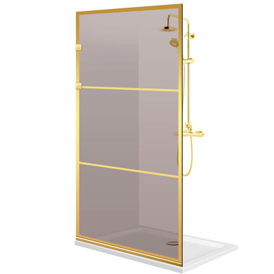 Shower Screens Walk-in, Stainless steel shower wall, gold #Bronze