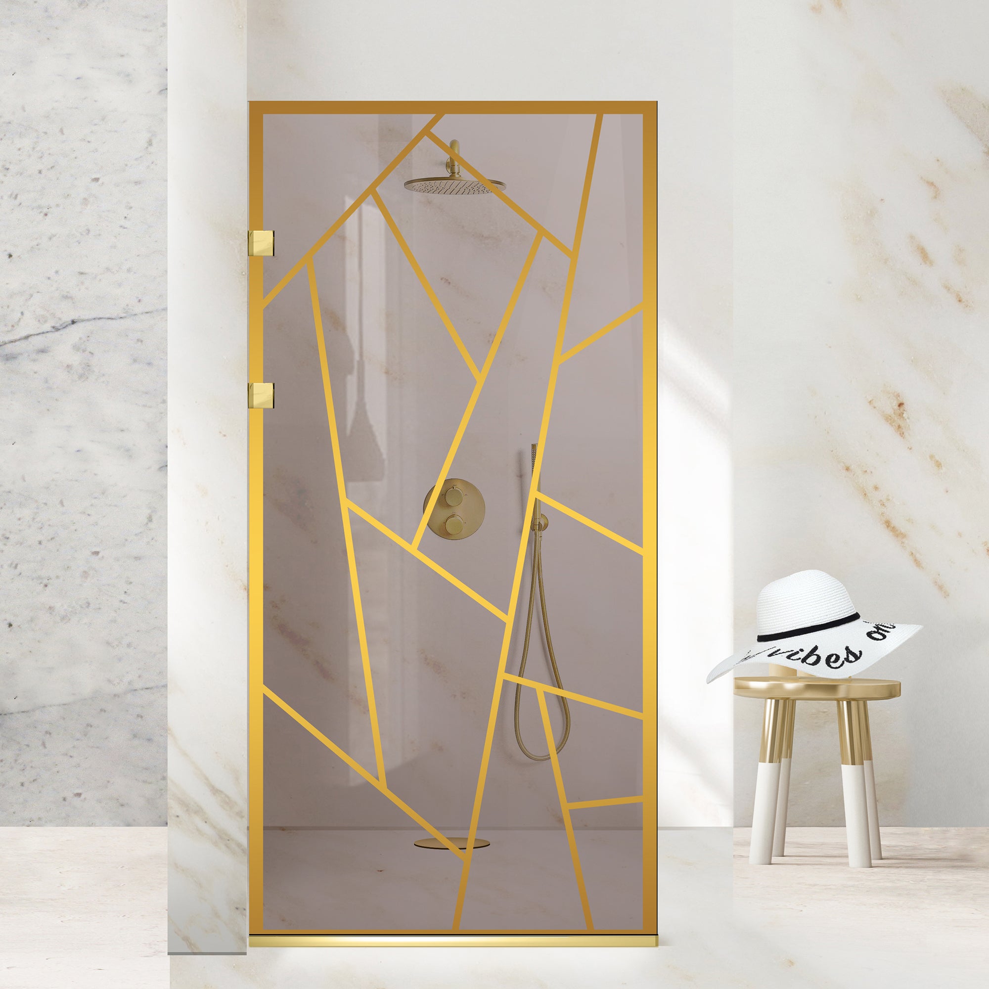 Paravan dus Walk-in, Perete dus Inox, auriu #Bronz
