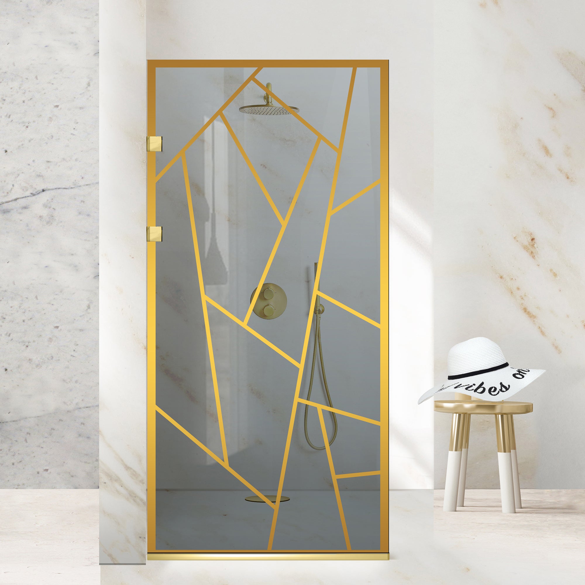 Paravan dus Walk-in, Perete dus Inox, auriu #Gri