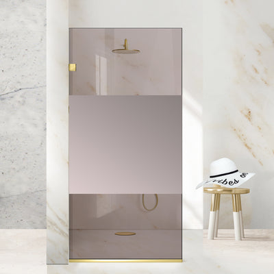 Parois de Douche Walk-in, paroi de douche en Acier inoxydable, dorée #Bronze