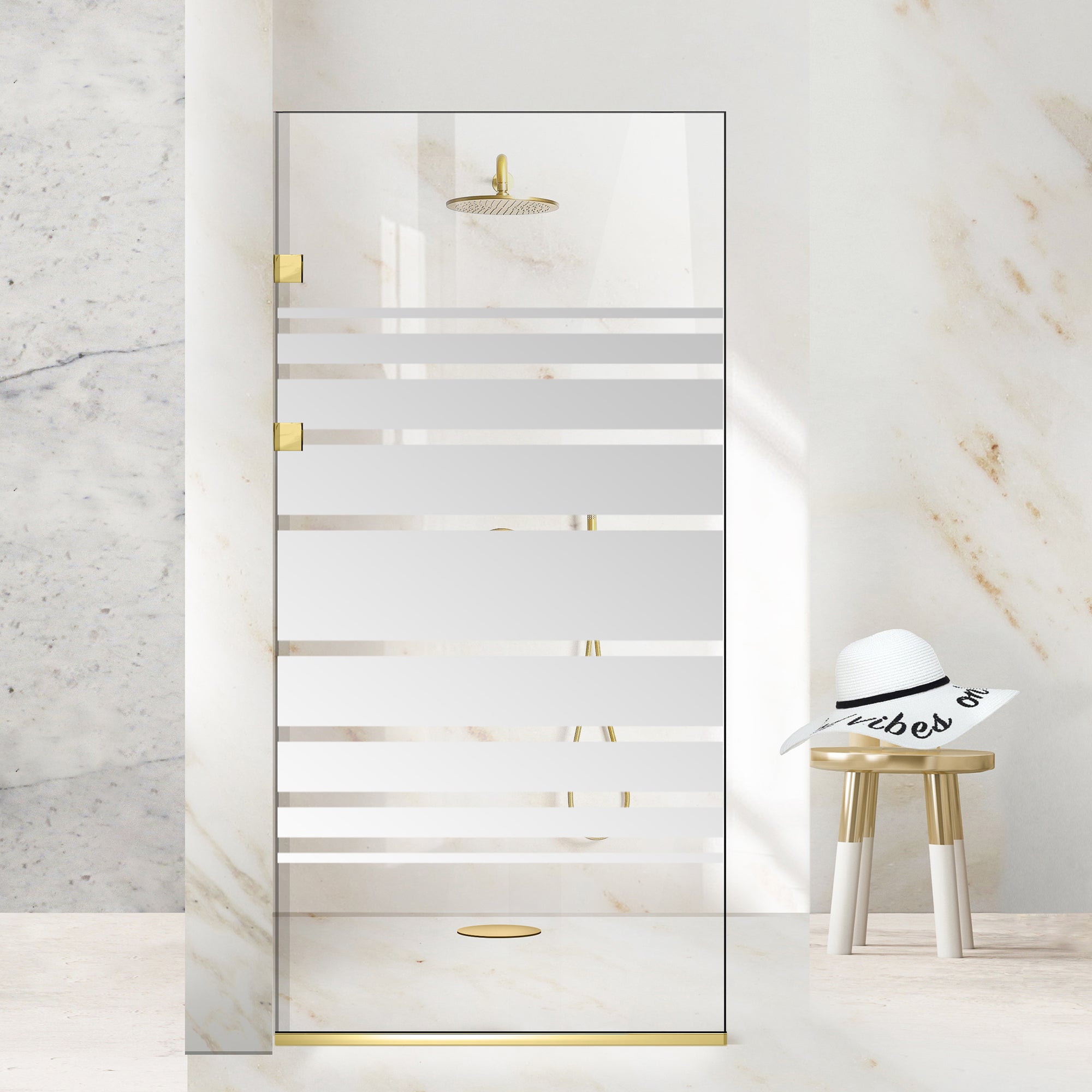 Paravan dus Walk-in, Perete dus Inox, auriu, #Clara #Víztiszta