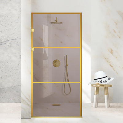 Shower Screens Walk-in, Stainless steel shower wall, gold #Bronze