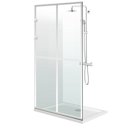 Paroi de douche walk-in Aqua Elegance ® INOX, modèle Basic incolore, ferronnerie tout inox, verre clair, sécurisé