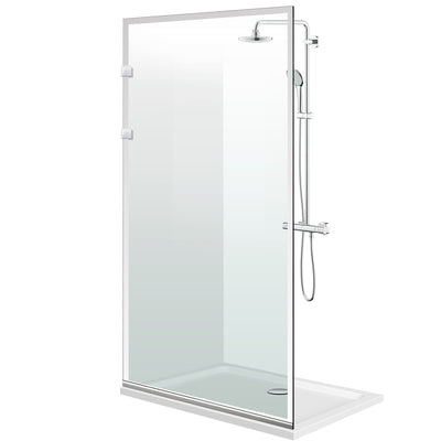Paroi de douche walk-in Aqua Elegance ® INOX, modèle Frame incolore, ferronnerie tout inox, verre clair, sécurisé
