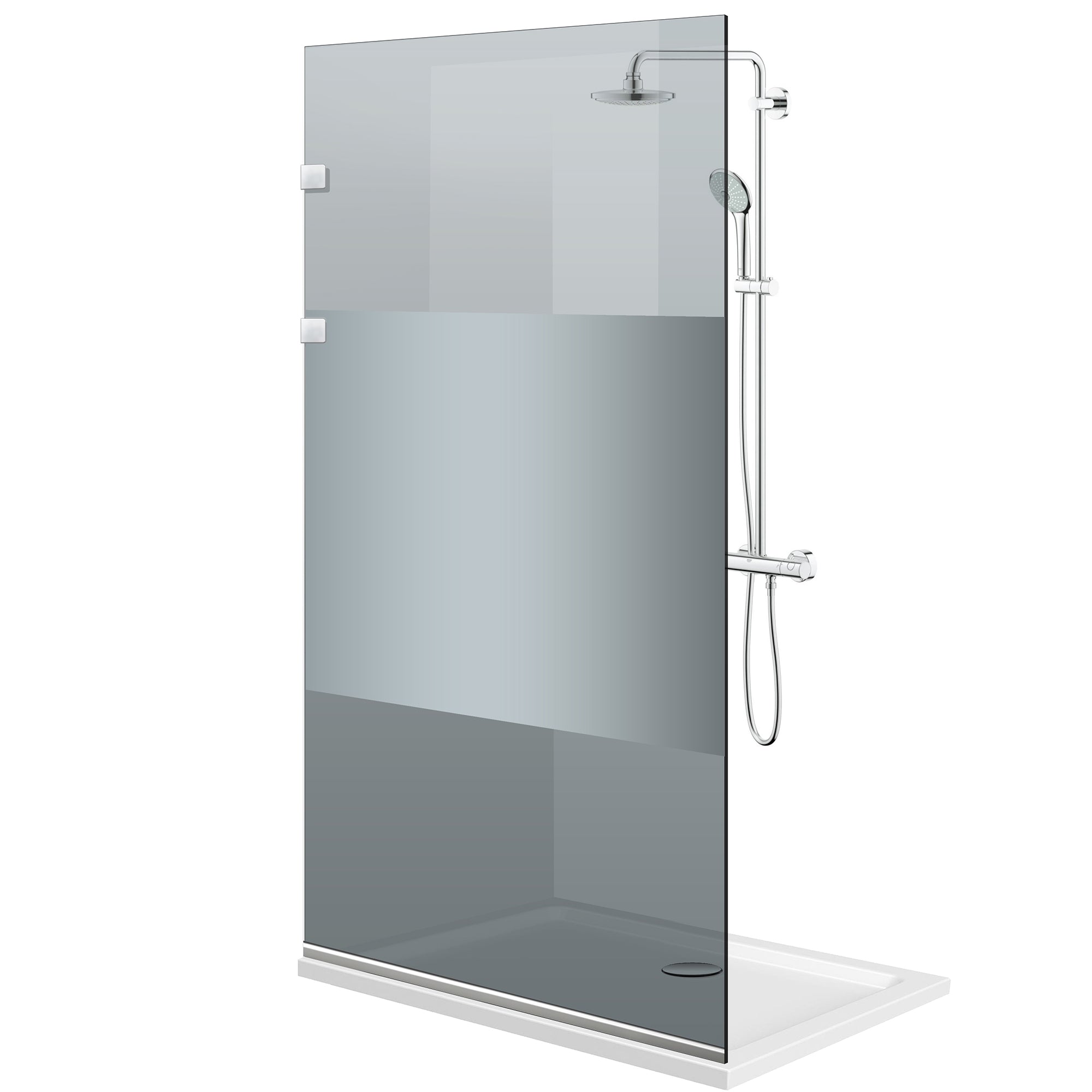 Paravan dus Walk-in, Perete dus Inox, #Gri