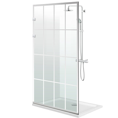 Paroi de douche walk-in Aqua Elegance ® INOX, modèle Rank incolore, ferronnerie tout inox, verre clair, sécurisé