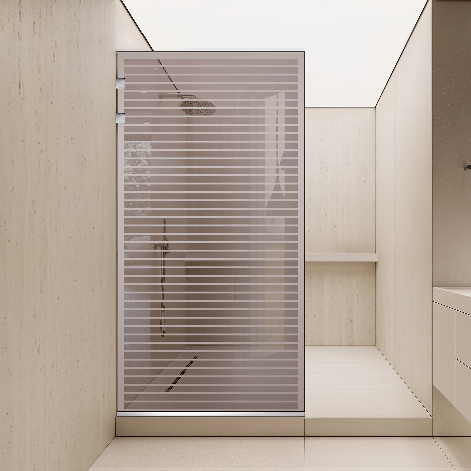 Paravan dus Walk-in, Perete dus Inox, #Bronz