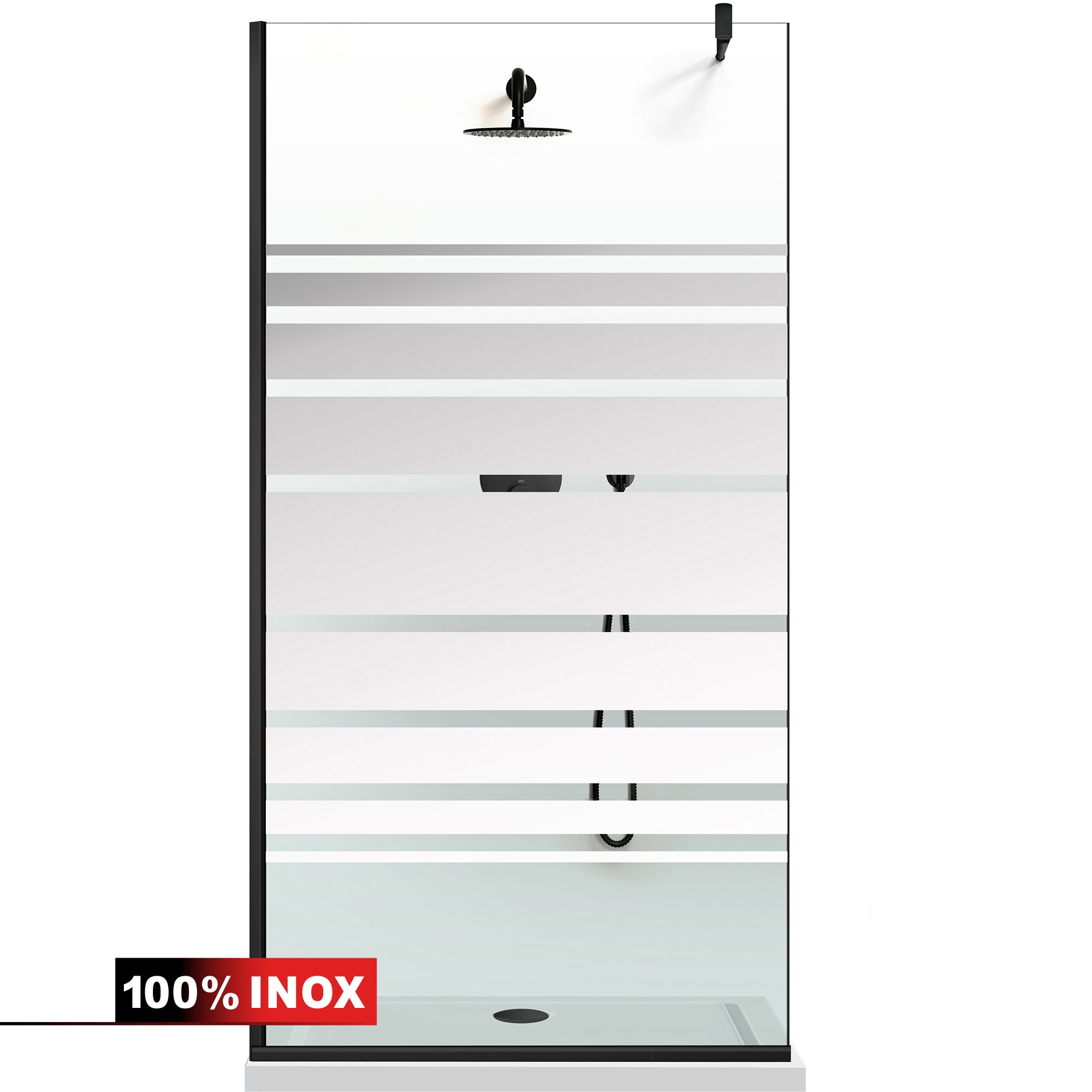 Paravan dus Walk-in, Perete dus  Negru, #Clara #Víztiszta