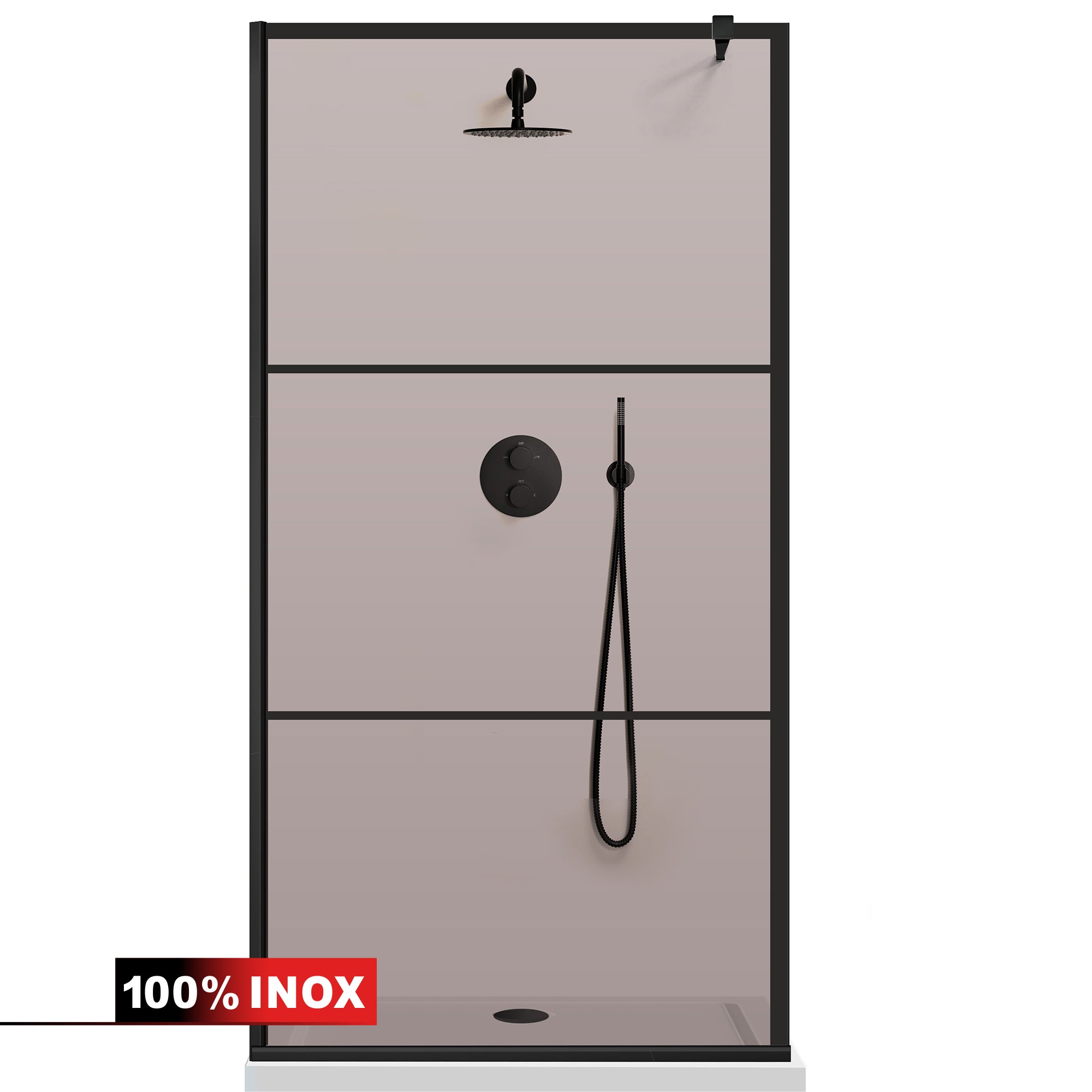 Paravan dus Walk-in, Perete dus  Negru, #Bronz #Bronz