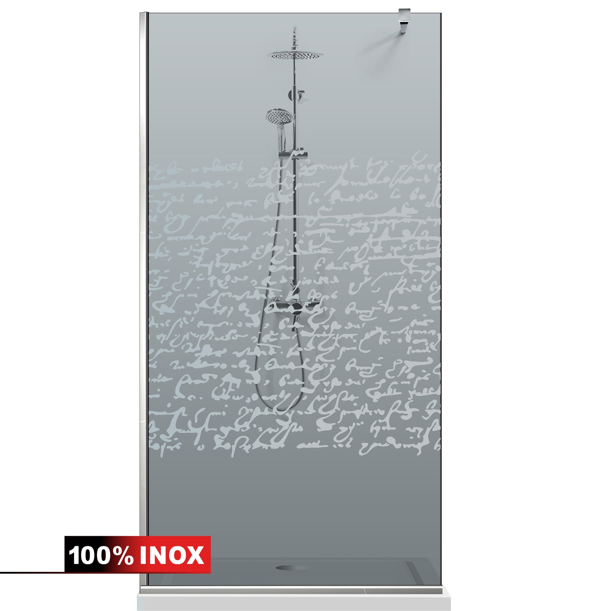 Paravan dus Walk-in, Perete dus  Inox, #Gri #Szürke