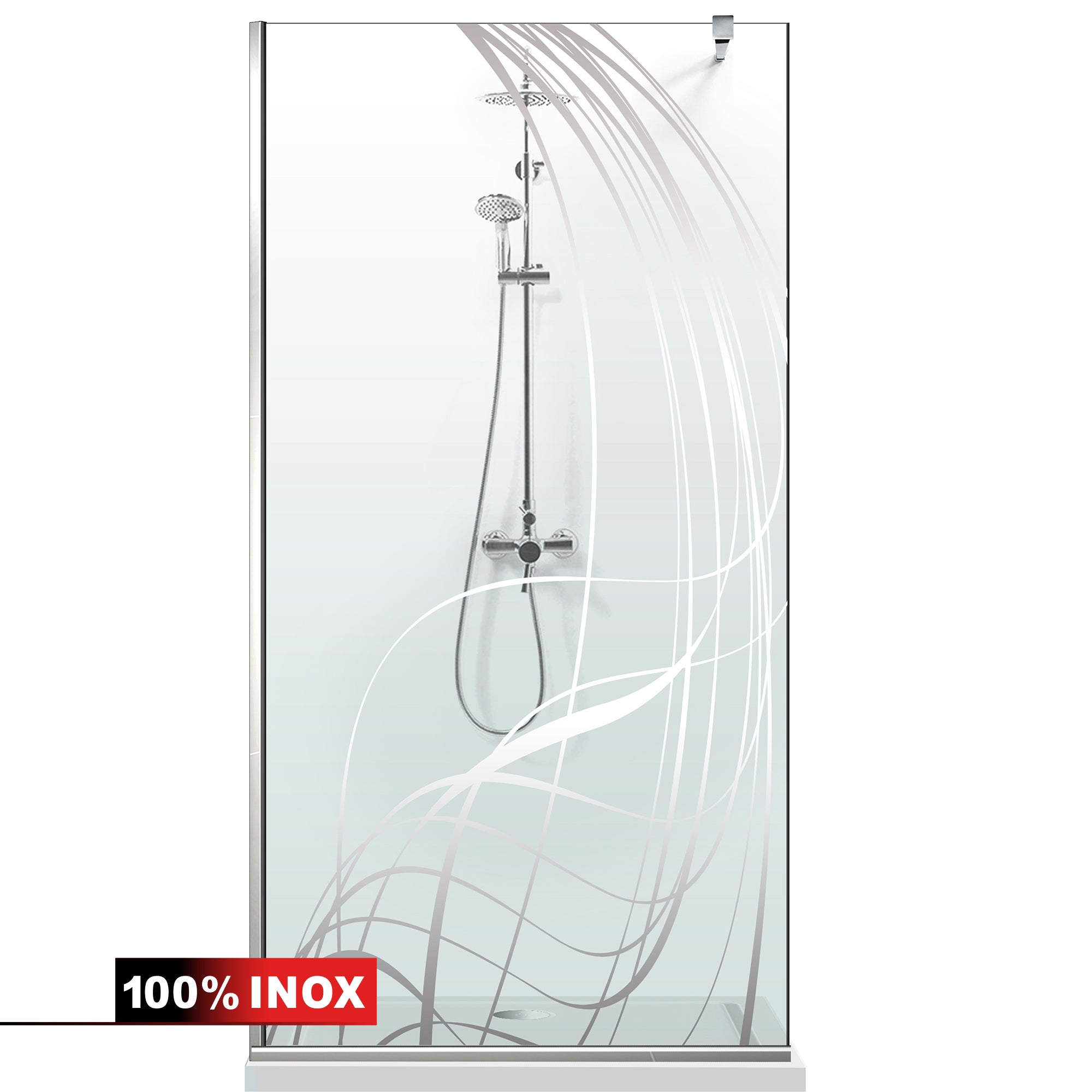 Paravan dus Walk-in, Perete dus  Inox, #Clara #Víztiszta