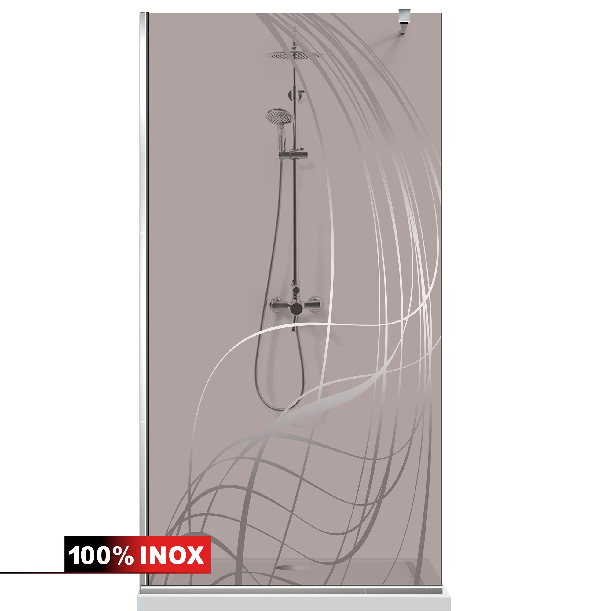 Paravan dus Walk-in, Perete dus  Inox, #Bronz #Bronz