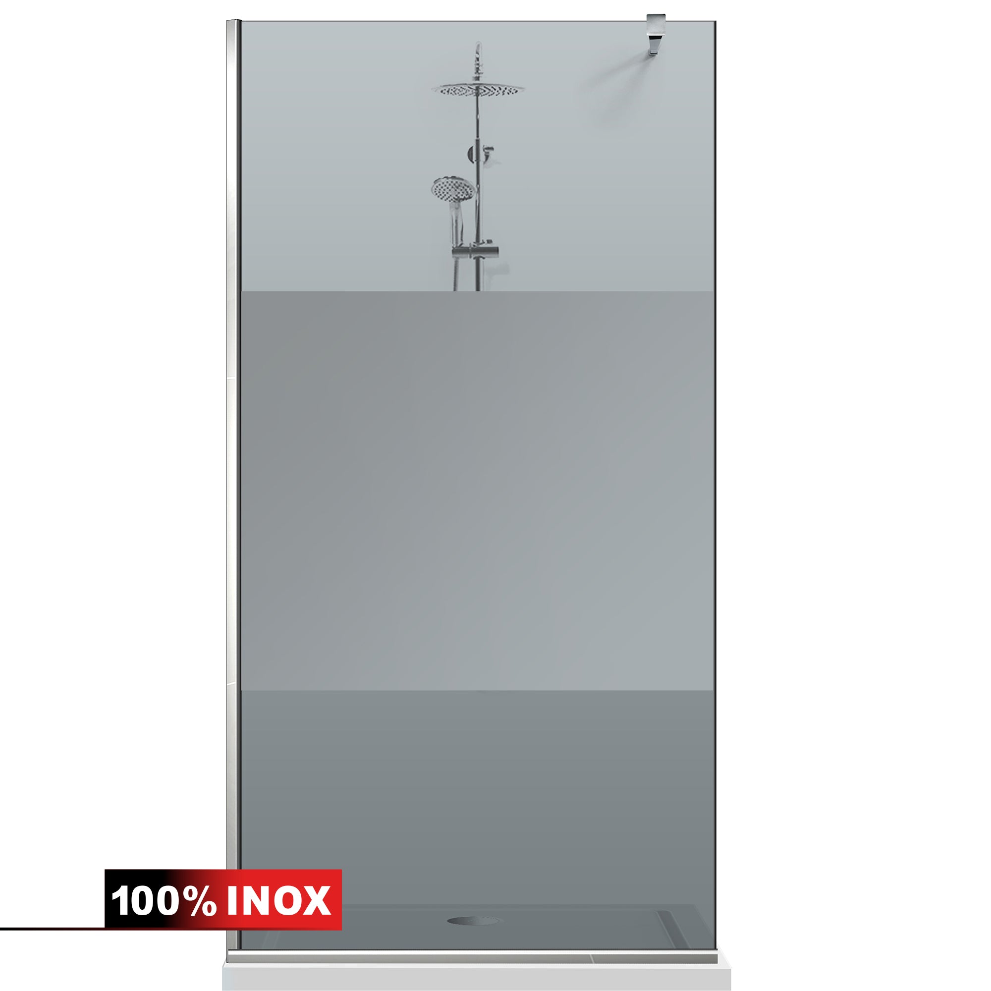 Paravan dus Walk-in, Perete dus  Inox, #Gri #Szürke