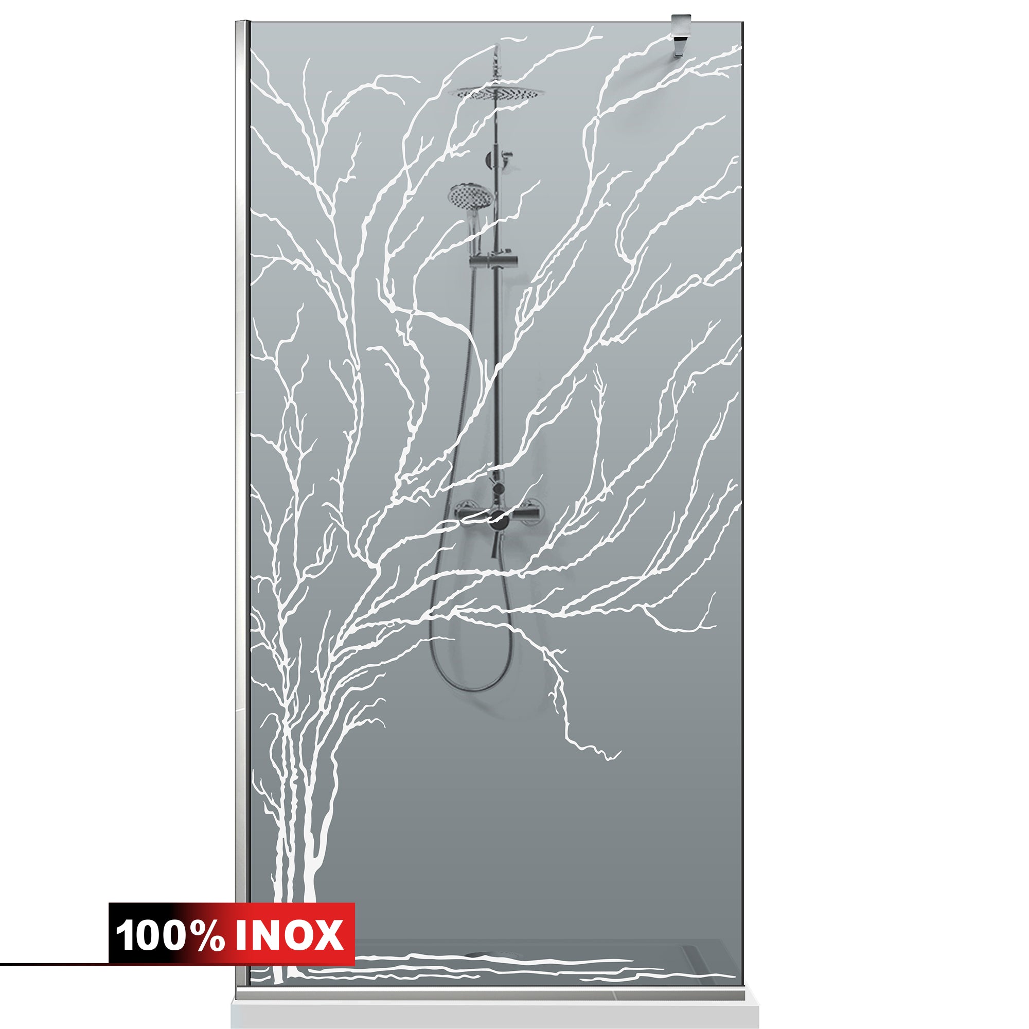 Paravan dus Walk-in, Perete dus  Inox, #Gri #Szürke