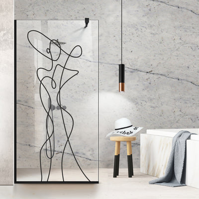 Paravan dus Walk-in, Perete dus  Negru, #Clara #Víztiszta