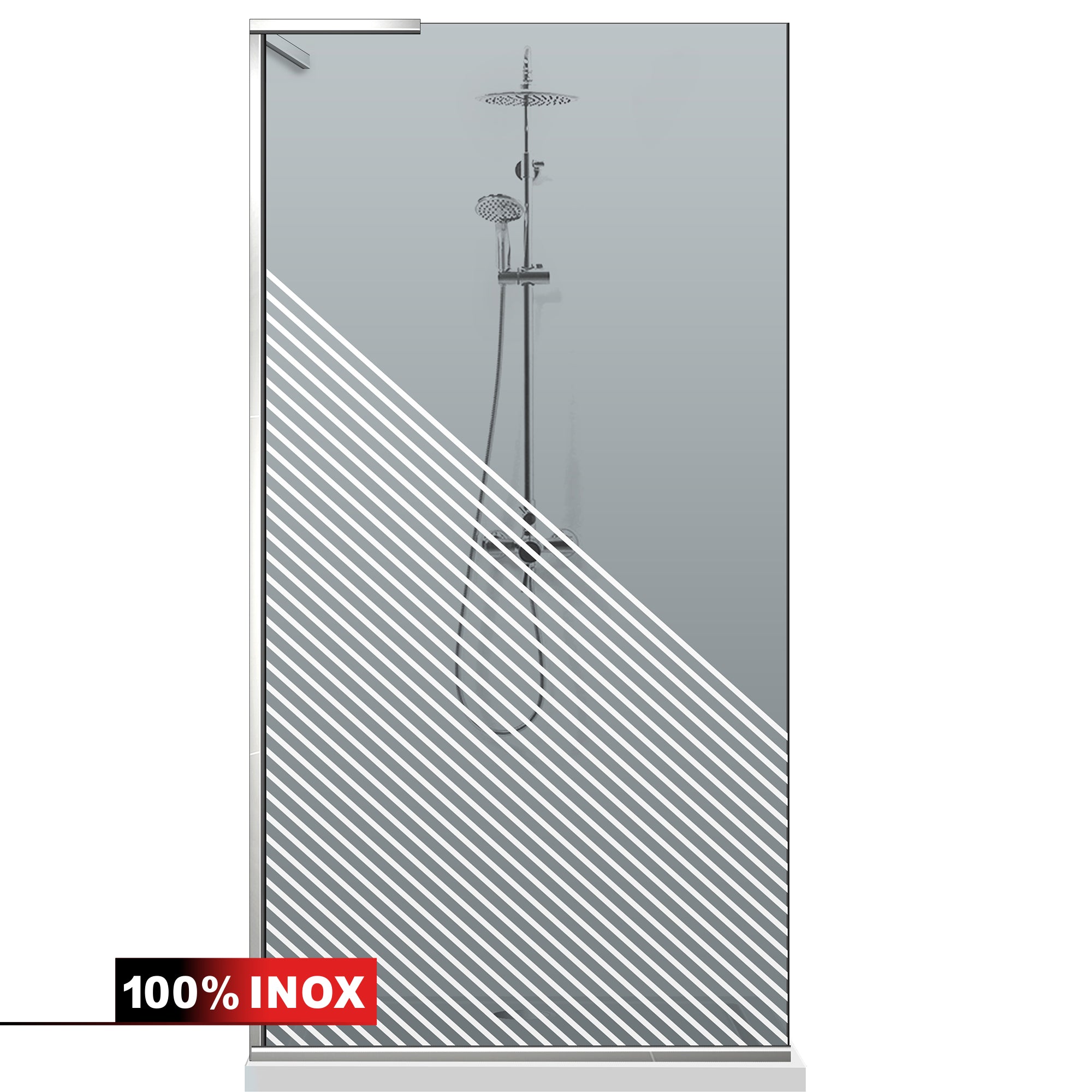 Paravan dus Walk-in, Perete dus Inox, #Gri #Szürke