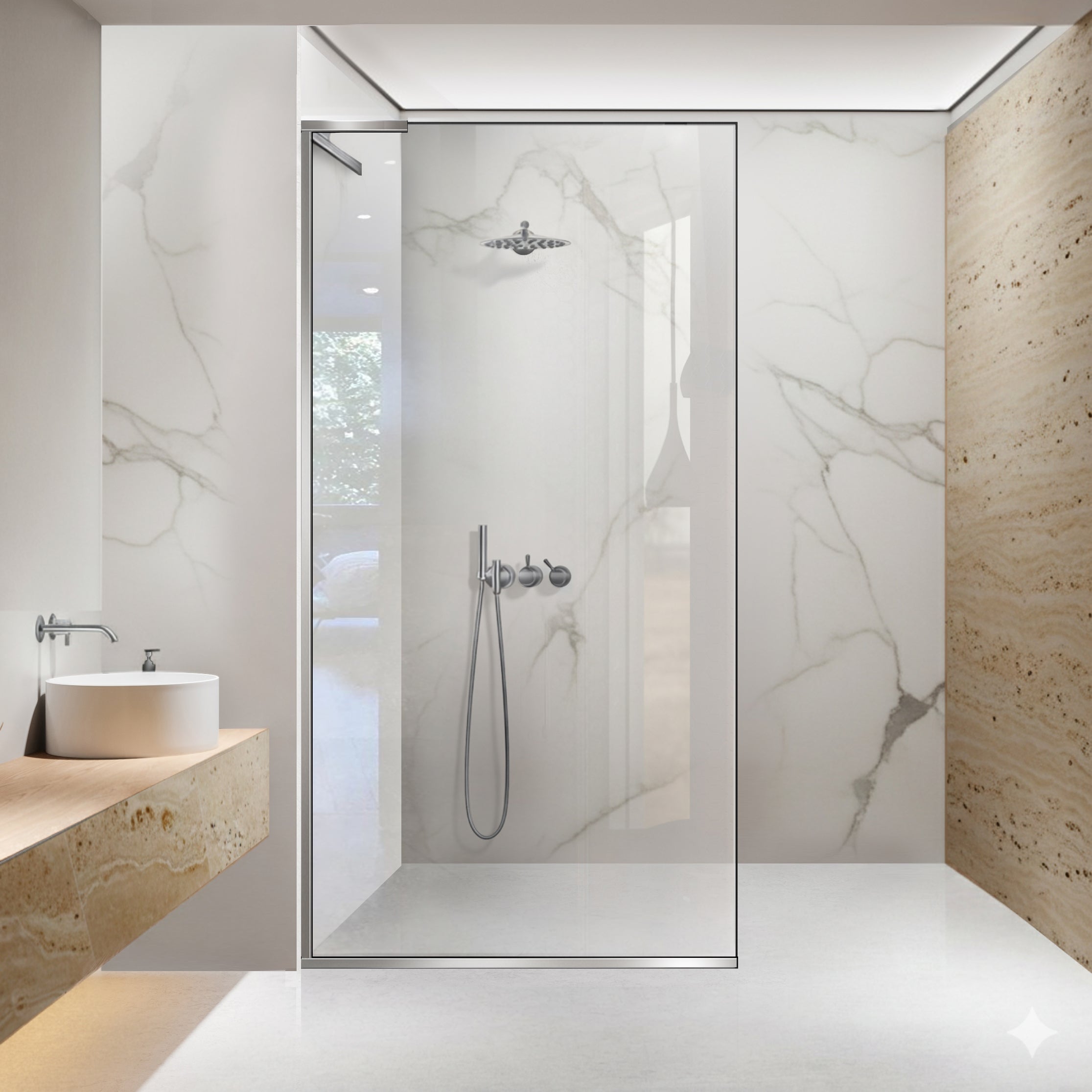 Paravan dus Walk-in, Perete dus Inox, #Clara #Víztiszta