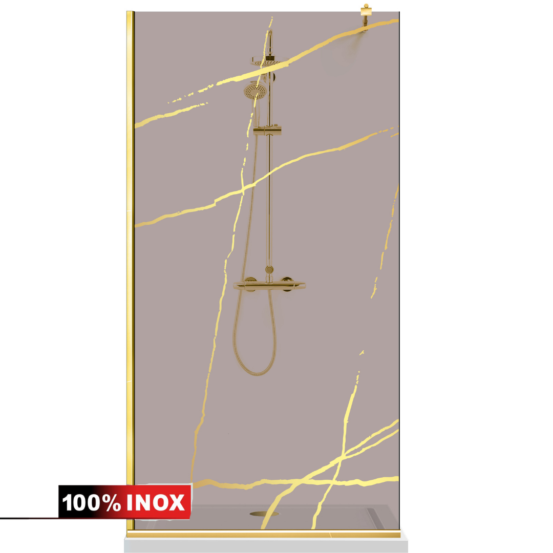 Paravan dus Walk-in, Perete dus  Auriu, #Bronz #Bronz