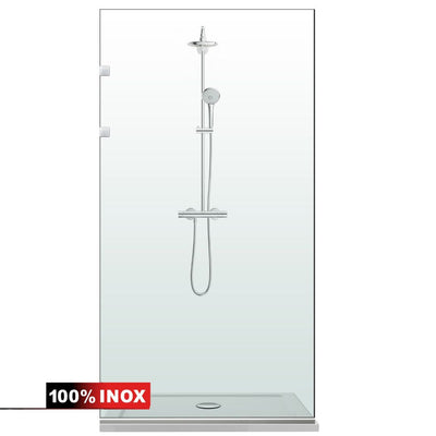 Paroi de douche walk-in Aqua Elegance ® INOX, ferronnerie tout inox, verre clair, sécurisé