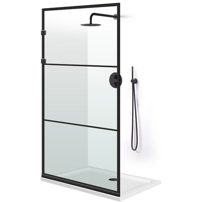 Paravan dus Walk-in, Perete dus Inox, negru mat, #Clara #Víztiszta
