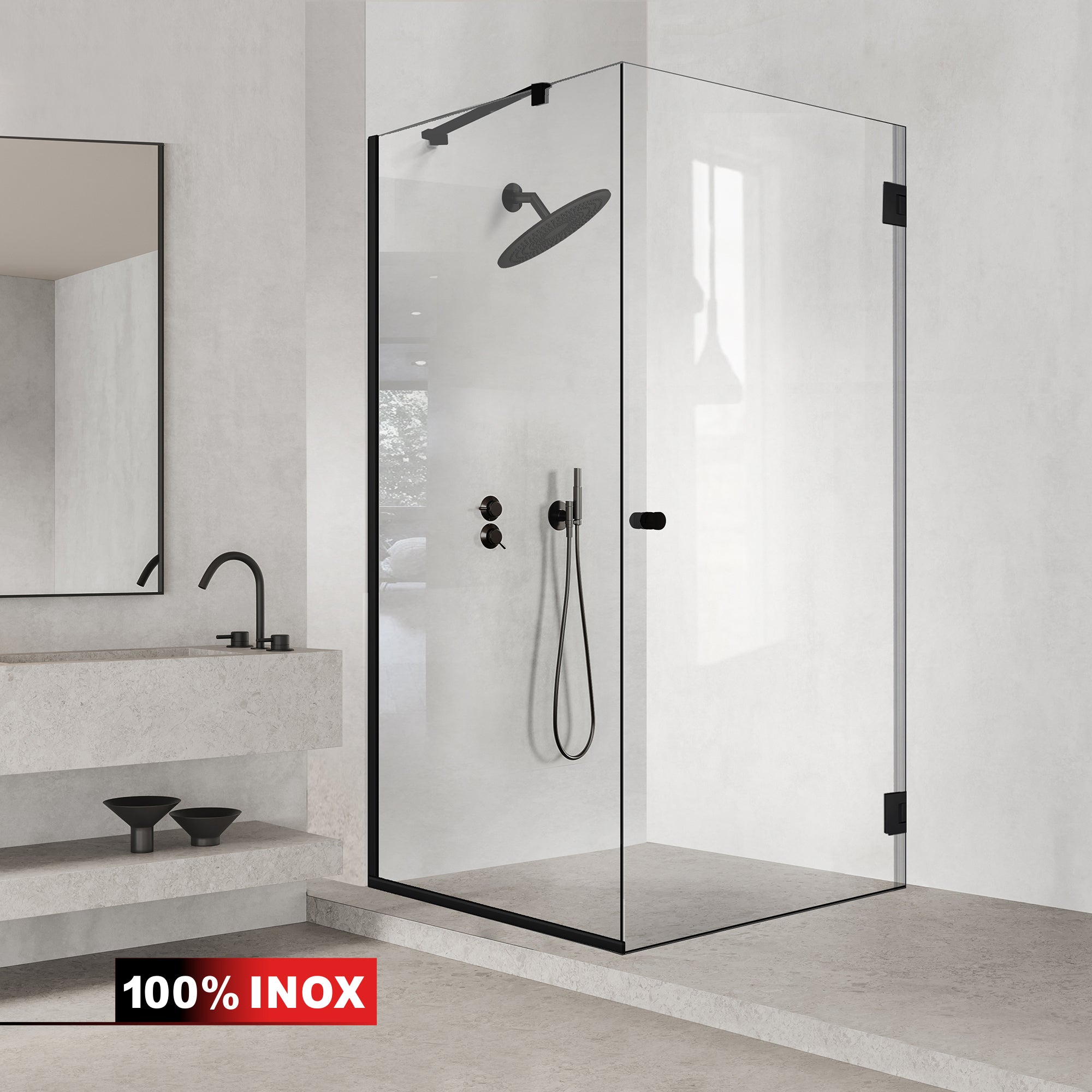 Cabine de douche avec porte battante #Clair