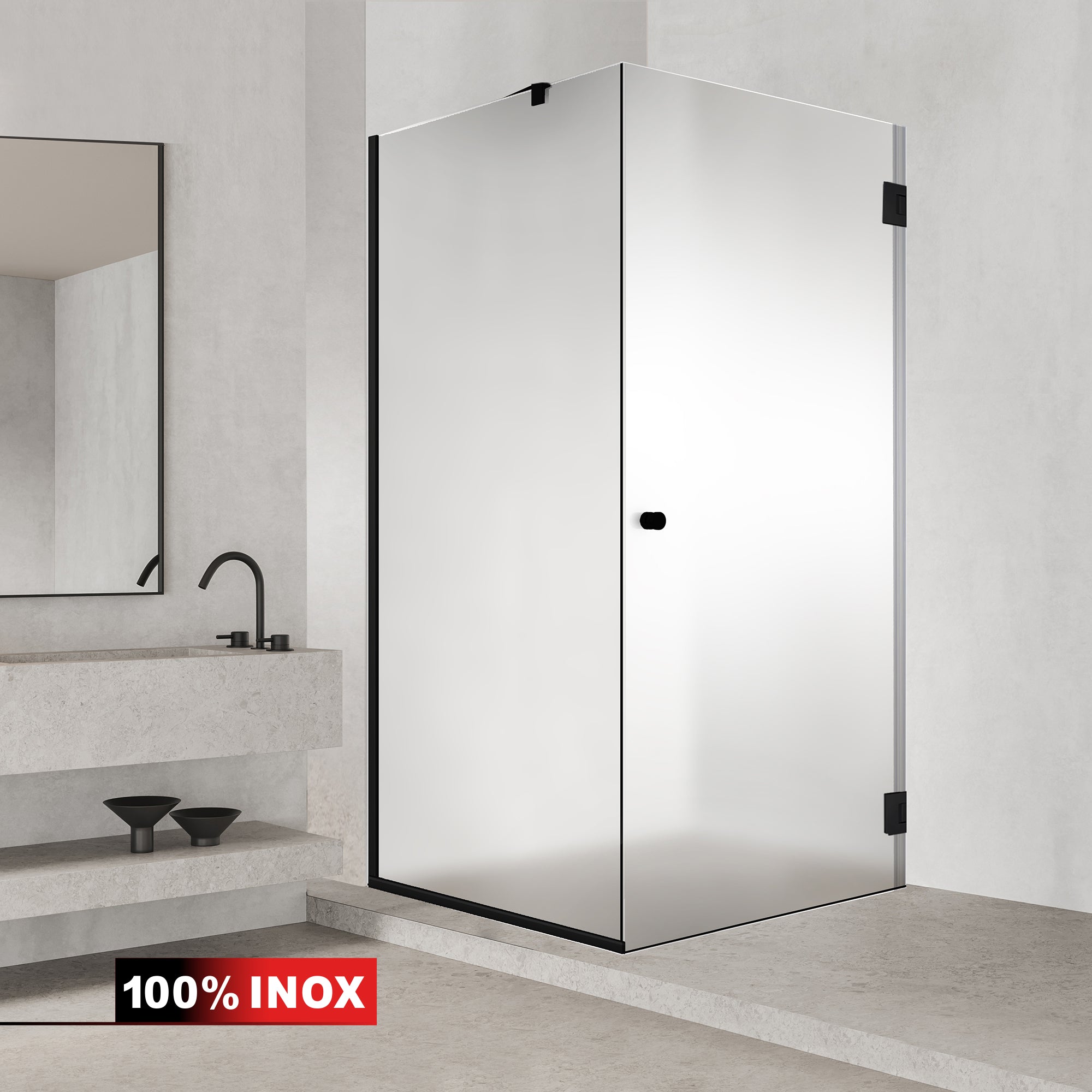 Cabine de douche avec porte battante #Dépoli