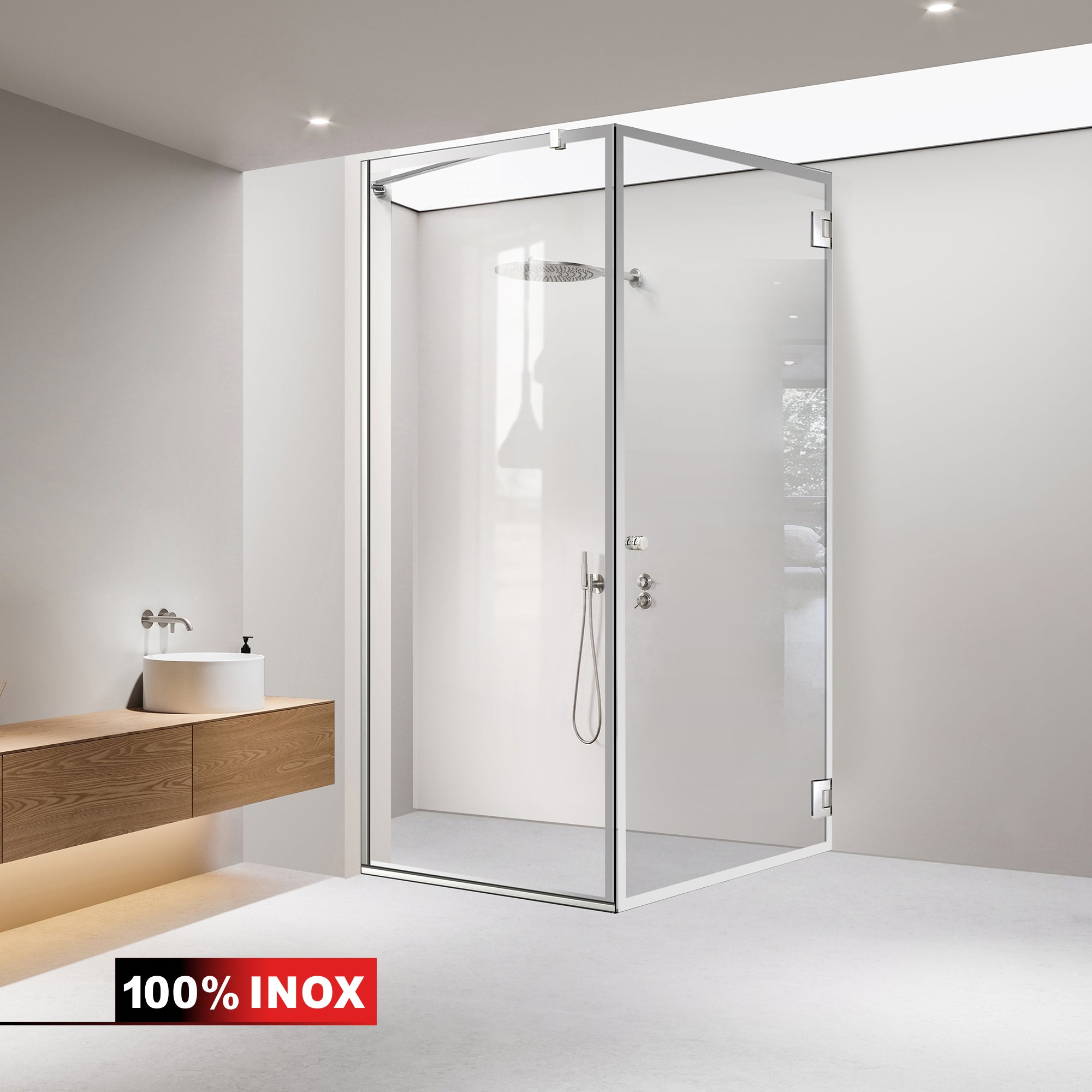 Shower enclosure with swing door #Clear