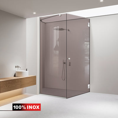 Cabine de douche avec porte battante #Bronze