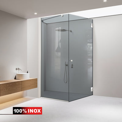 Cabine de douche avec porte battante #Gris