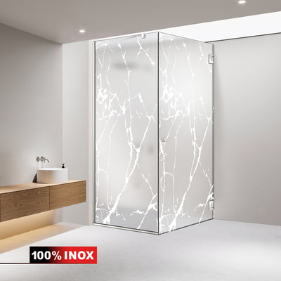 Shower enclosure with hinged door #Satiné