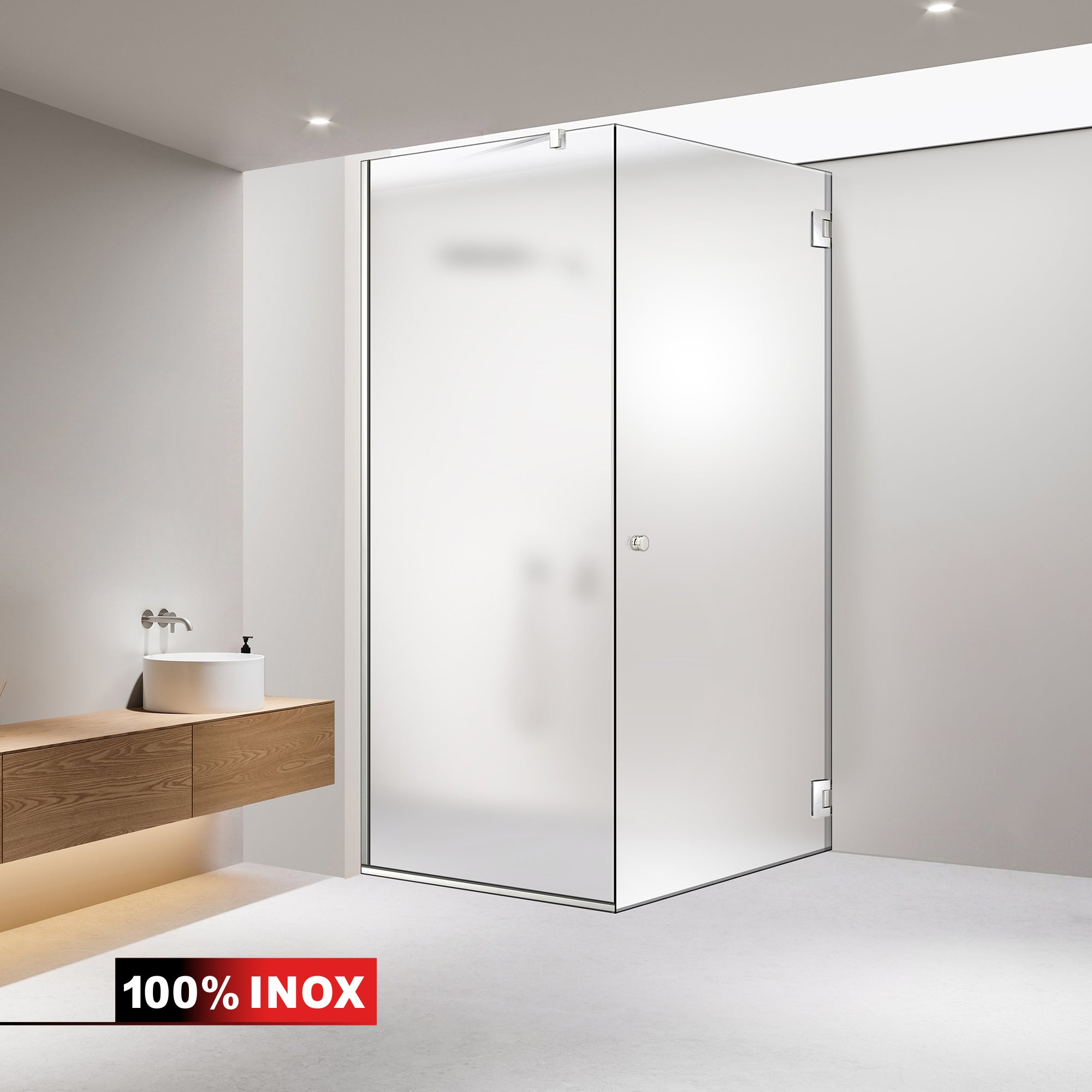 Cabine de douche avec porte battante #Dépoli
