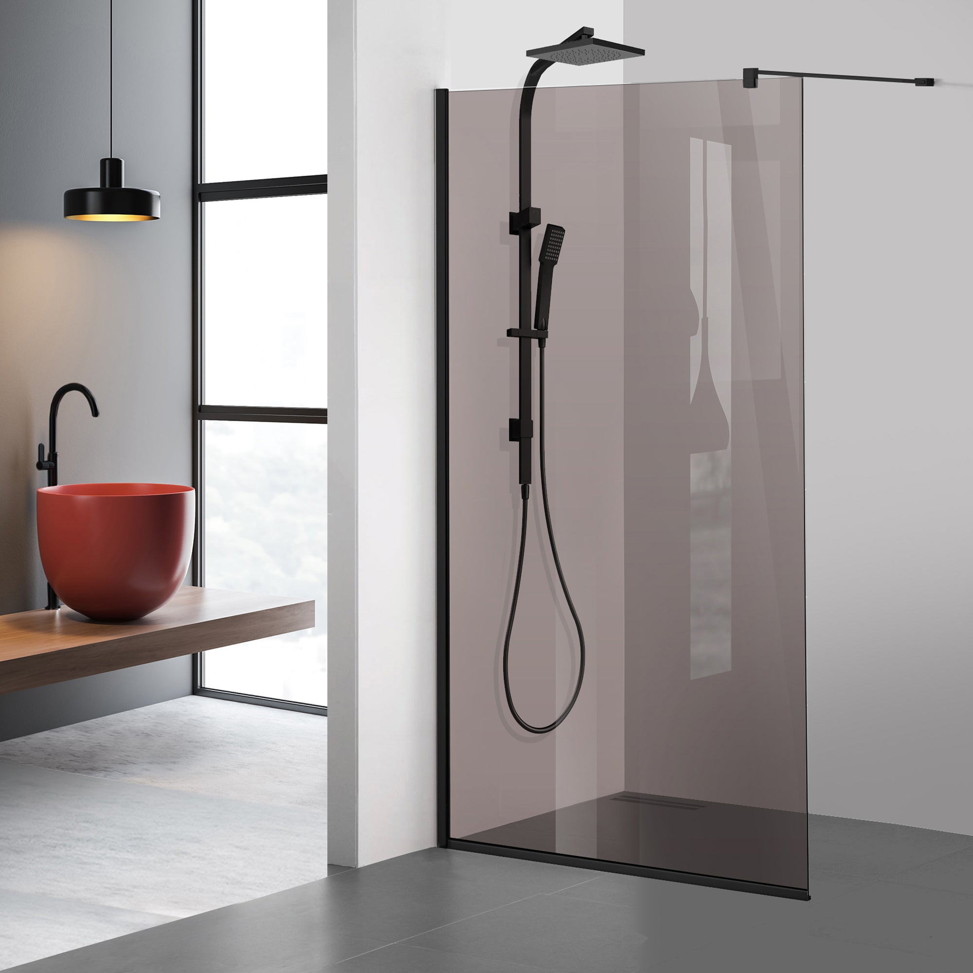 Paravan dus Walk-in, Perete dus  Negru, #Bronz #Bronz