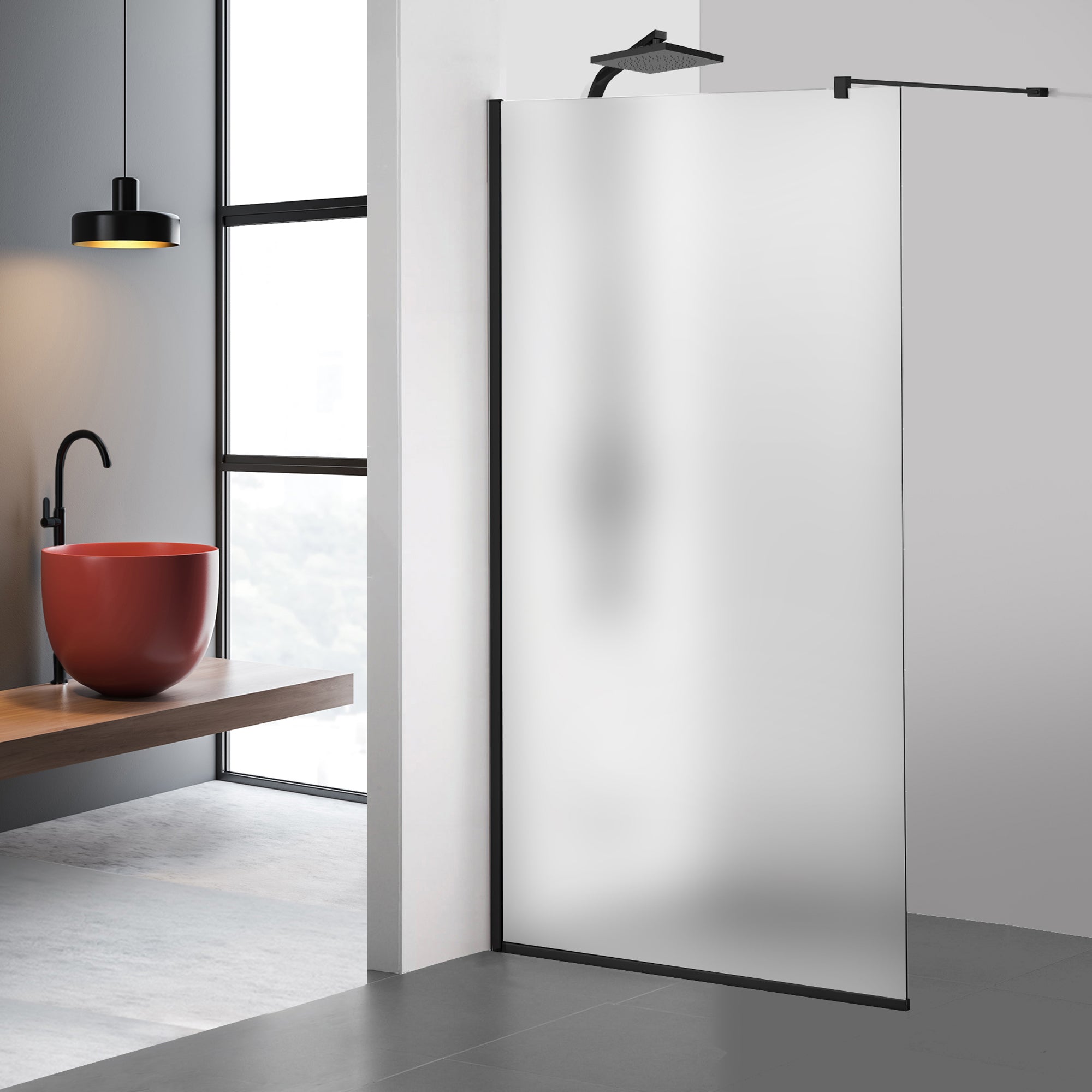 Paravan dus Walk-in, Perete dus  Negru, #Mat #Matt