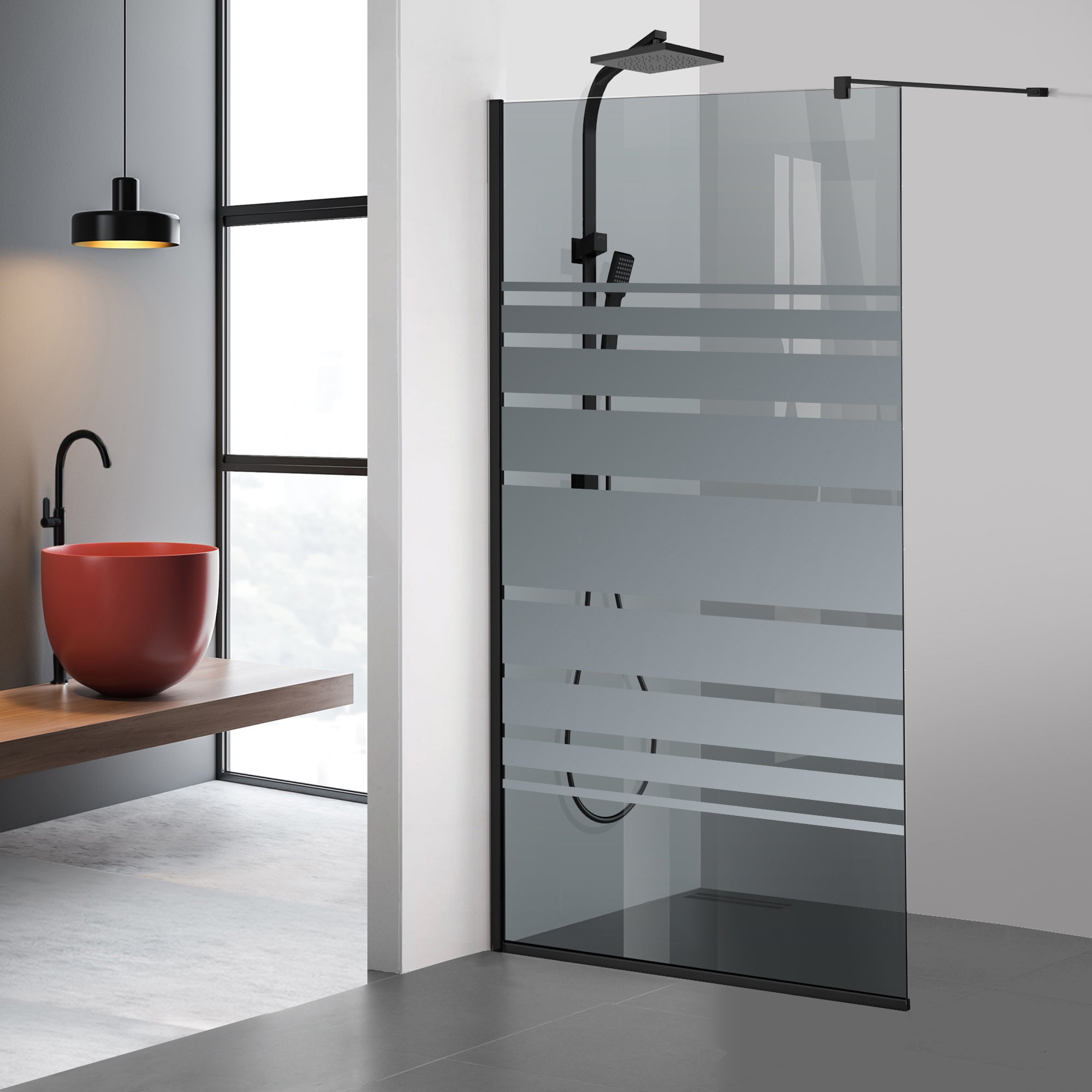 Paravan dus Walk-in, Perete dus  Negru, #Gri #Szürke