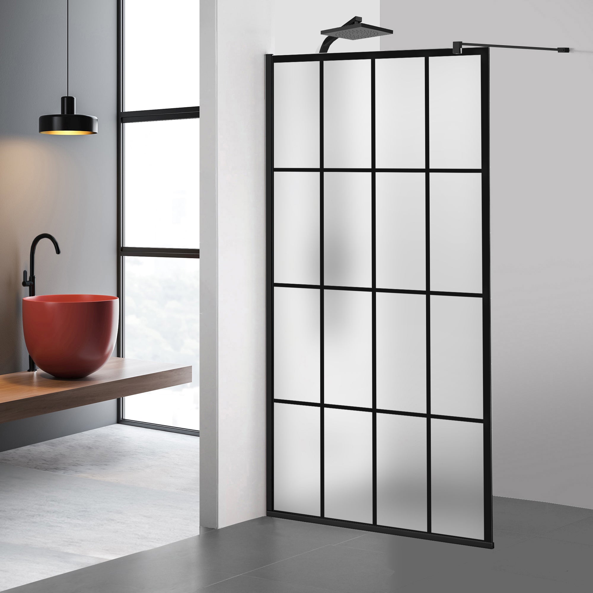Paravan dus Walk-in, Perete dus  Negru, #Mat #Matt
