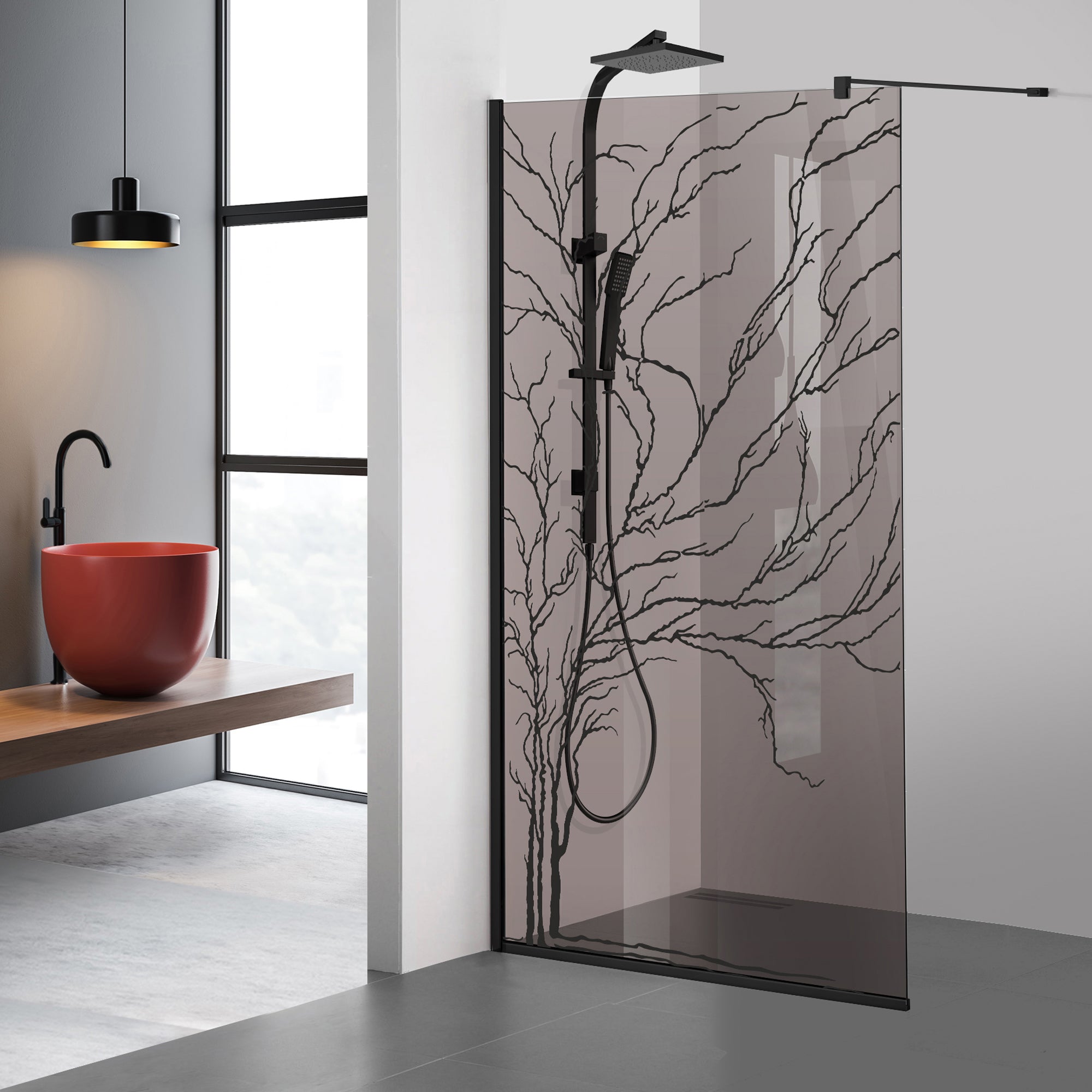 Paravan dus Walk-in, Perete dus  Negru, #Bronz #Bronz