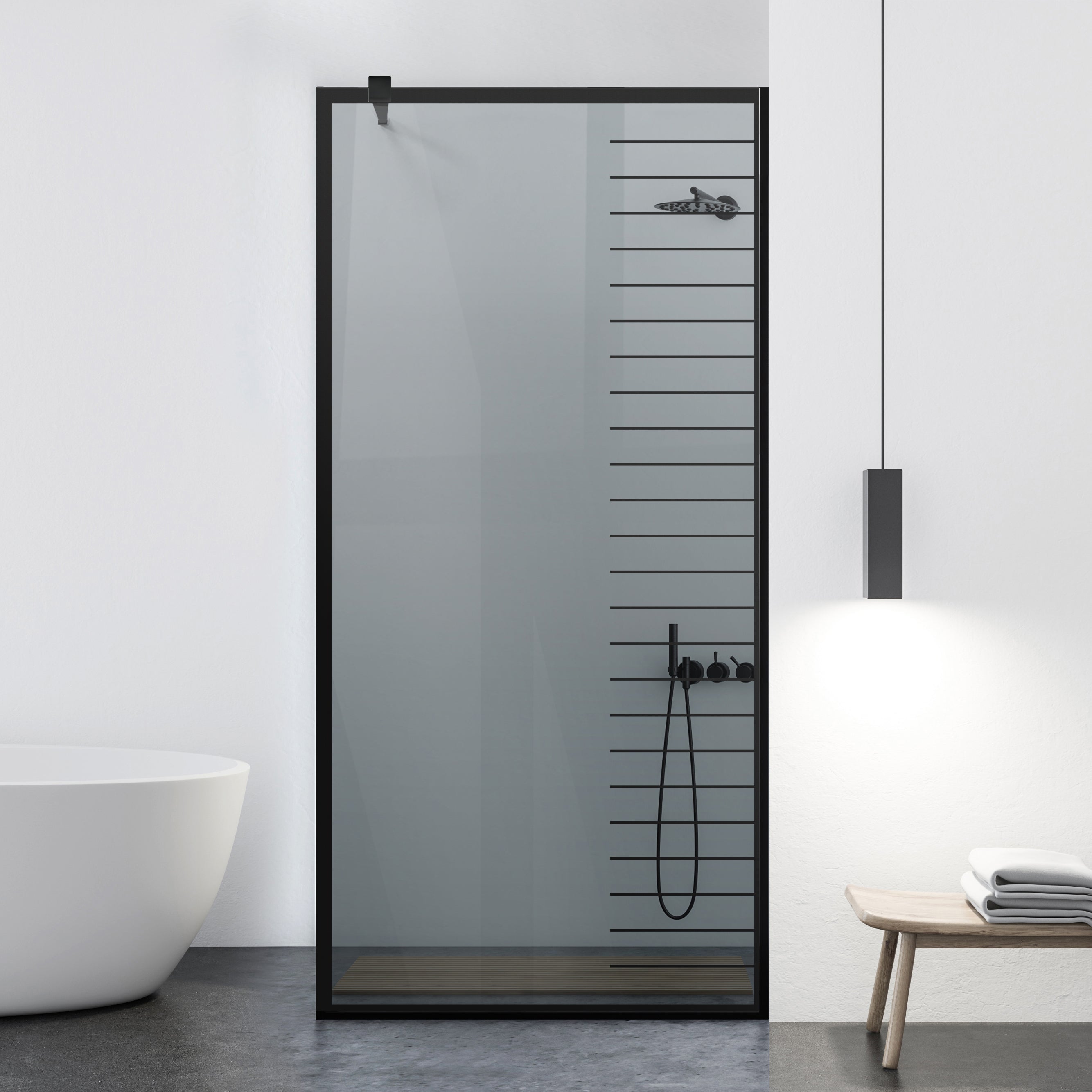 Paravan dus Walk-in, Perete dus  Negru, #Gri #Szürke